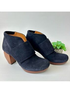 Chie Mihara Charro Black Suede Leather Platform Downtown Clog Boots Size 37